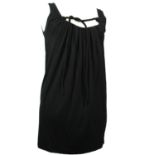 MARTIN MARGIELA, BLACK VISCOSE DRESS With deep u neckline, slight folded top with pull string