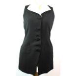 ANDREA JOVINE, BLACK TRIACETATE WAISTCOAT With white silk collar, buttons along front, sleeveless,