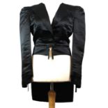 THOMAS WYLDE, BLACK SILK JACKET With slight padded shoulders, central popper buttons, removable