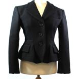 MARC JACOBS, BLACK WOOL JACKET With two faux front pockets, notch lapel collar and slightly padded