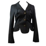 VIVIENNE WESTWOOD, RED LABEL, BLACK WOOL BLAZER With notch lapel neckline, pink viscose lining and