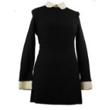 VICTORIA BECKHAM, BLACK WOOL DRESS With black silk lining, white Peter Pan collar and white cuffs (