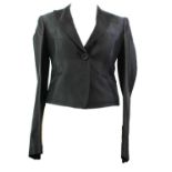 STELLA MCCARTNEY, BLACK 'SILK' BLAZER With peak lapel collar, textured small diamond design, long