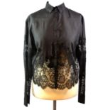 MEADHAM KIRCHHOFF, BLACK BLOUSE With lace detail (size 10).