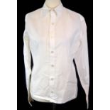 YUHJI YAMAMOTO, WHITE COTTON SHIRT With white buttons along front, pointed collar (size S). A