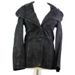 POMP, BLACK SUEDE JACKET With elbow pads, two suede buttons, black silk lining and large collar (