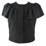 MIU MIU, BLACK SHORT SLEEVED JACKET With caped shoulders (size 42). A