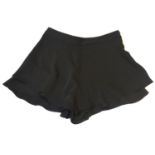 SONIA, BLACK COTTON SHORTS With side pockets, front central zip, faux back pockets (size 40). A