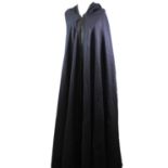 NO LABEL, BLACK PONCHO With embroidered design along front and hemline, the pointed hood with