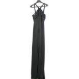 RAFFAELA D'ANGELO, BLACK POLYAMIDE JUMPSUIT With front black beaded design, cross back design and