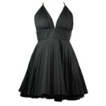 JONES & JONES, BLACK COTTON DRESS With halter strap neckline, pleated skirt with underskirt with net