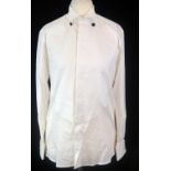 LANVIN, WHITE COTTON SHIRT With black buttons near collar, textured diamond design along front and