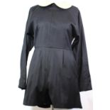 L'ÉCOLE DES FEMMES, BLACK WOOL DRESS With hidden zips along inner sleeves and cream Peter Pan collar