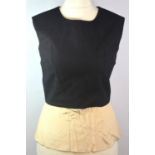 RM, BLACK WOOL TOP With U neckline and white silk lower part, sleeveless (size 12). B