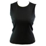 PRADA, BLACK SLEEVELESS SHIRT (size 44). B