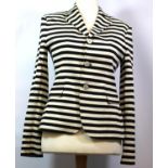 RALPH LAUREN, COTTON BLAZER With horizontal black and white stripes, faux front pockets, mother of