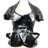 VIVIENNE WESTWOOD, BLACK ACETATE JACKET With shawl lapel, short sleeve, two side pockets and