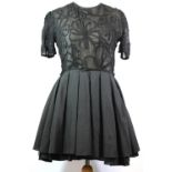 JONES & JONES, BLACK COTTON DRESS With t-shirt sleeves, ruffled skirt with underlayer, net