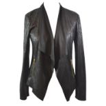 BIBA, FAUX SNAKESKIN BLACK FABRIC JACKET Gilt logo zip (size 10). A