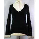 WOLFORD, BLACK 'COTTON' SHIRT With white removable collar, white cuffs (size 8). A