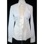 DOLCE & GABBANA, WHITE COTTON SHIRT With ribbed design along middle (size 44). A