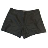 COLLETTE DINNIGAN, DARK GREEN SHORTS With tweed style, front central zip, side pockets, faux back