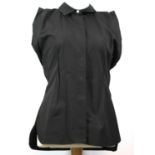 LOUIS VUITTON, BLACK COTTON SHIRT With mother of pearl buttons along front, pointed collar,