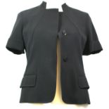 MAX MARA, BLACK TRIACETATE JACKET With black buttons along front, short sleeves, faux front