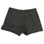 COLLETTE DINNIGAN, DARK GREEN SHORTS With tweed style, front central zip, side pockets, faux back