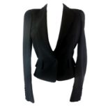 ALEXANDER MCQUEEN, BLACK 'COTTON' JACKET With peak lapel collar, padded shoulders, dinner jacket