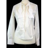 PAUL SMITH, WHITE COTTON SHIRT With mother of pearl buttons along front and sewn in white bow tie (