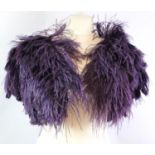 CHANTAL THOMASS, PURPLE FEATHER SHORT CAPE With doublure lining, lacks size label. (44cm