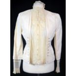 ALEXANDER MCQUEEN, WHITE COTTON JACKET With silk lining, sewn in lace off white shirt, tailored