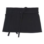 ANN DEMEULEMEESTER, BLACK WOOL SKIRT With slight pleats, fabric tie around waist, tortoiseshell