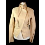 CHLOÉ, BEIGE LAMB SKIN JACKET With buckle around neck, long sleeves (size 40). A