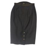 L'WREN SCOTT, PURPLE HAZE, BLACK WOOL SKIRT With embroidered gold design along waist (size 44). A