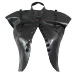 MADAME DU BARRY, BLACK LAMBSKIN LEATHER WAISTCOAT With netted buttons along front, rounded neckline,