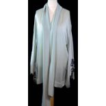 CARINE GILSON, MINT GREEN DRESSING GOWN AND TROUSER SET With asymmetric hem and kimono style sleeves