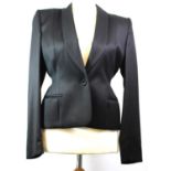 CHER MICHEL KLEIN, BLACK COTTON BLAZER With shawl lapel neckline, one central button, black