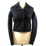 ALEXANDER WANG, BLACK SHORT JACKET With two faux front pockets and notch lapel collar (size 2). B