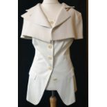 ANN DEMEULEMEESTER, CREAM MINI COTTON DRESS WITH BOUDICCA, CUT OFF BLAZER STYLE SHOULDER COVER-UP