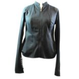 NO LABEL, CHARCOAL GREY SPORTS JACKET With asymmetric back, front grey zip, thumb holes and mesh