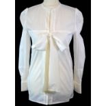 YVES SAINT LAURENT, WHITE COTTON SHIRT With white buttons along front from half way down, length