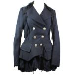 HIGH USE, NAVY BLUE COTTON JACKET With silver buttons, two faux front pockets, peak lapel collars
