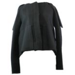 STELLA MCCARTNEY, BLACK CASHMERE JACKET With large hood ending in black button fascinators, long