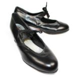 FREED OF LONDON, BLACK LEATHER TAP SHOES With rounded toe (size 4). (heel 5cm) B