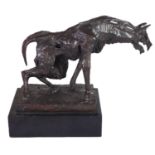 MICHAEL AYRTON, 1921 - 1975, BRONZE (9/9), 1968 Titled 'Scavenger II', on wooden base. (26cm x 47cm,