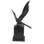 MAURICE LAMBERT, 1901 - 1964, BRONZE (1/2) Titled 'Bird in Flight', marked 'ML', on wooden