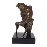 MICHAEL AYRTON, 1921 - 1975, BRONZE, 1963 Titled 'Pythia', on wooden plinth. (31cm, 36cm overall)