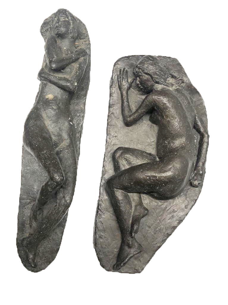 TWO BRONZED RESIN SCULPTURES Nude female studies. (largest 60cm)